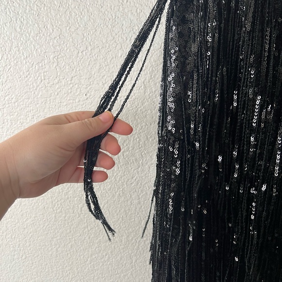 Torrid Mini Sequin Fringe Layer Dress Deep Black Size 14 - Picture 2 of 7